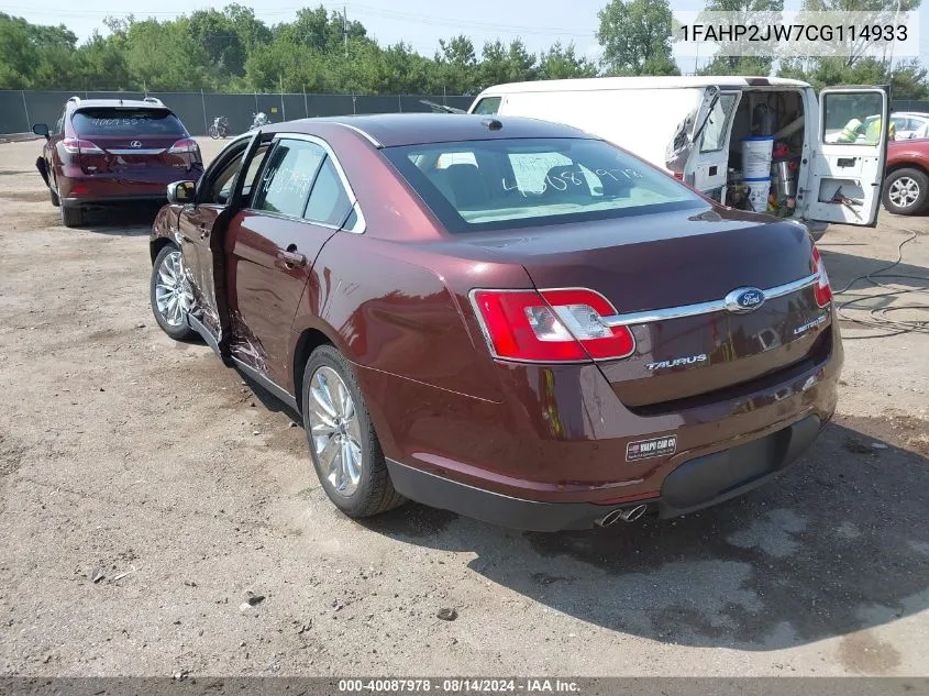 2012 Ford Taurus Limited VIN: 1FAHP2JW7CG114933 Lot: 40087978