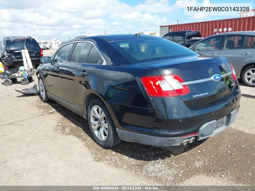 2012 Ford Taurus Sel VIN: 1FAHP2EW0CG143328 Lot: 40094434