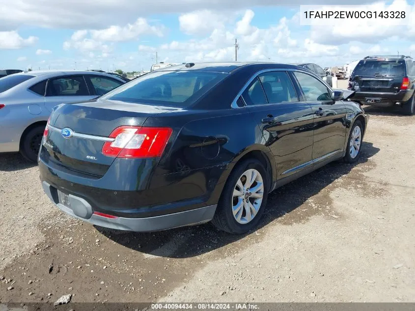 2012 Ford Taurus Sel VIN: 1FAHP2EW0CG143328 Lot: 40094434