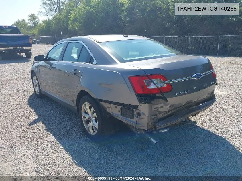 2012 Ford Taurus Sel VIN: 1FAHP2EW1CG140258 Lot: 40095155