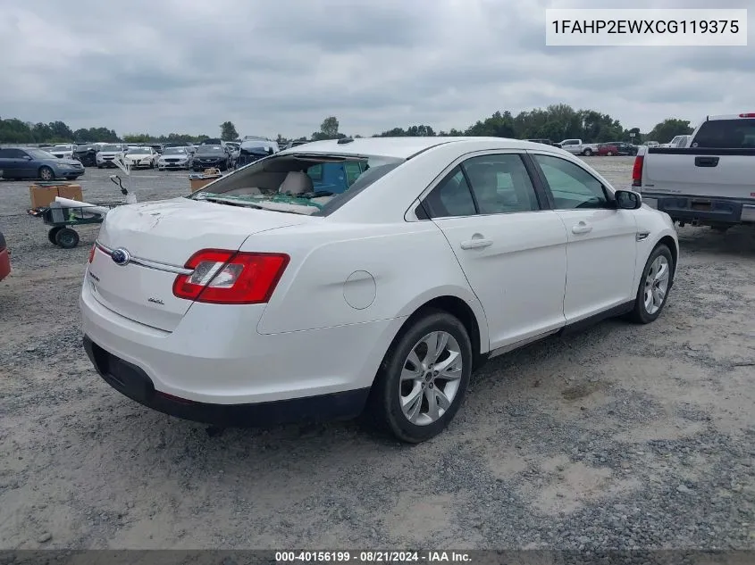 2012 Ford Taurus Sel VIN: 1FAHP2EWXCG119375 Lot: 40156199