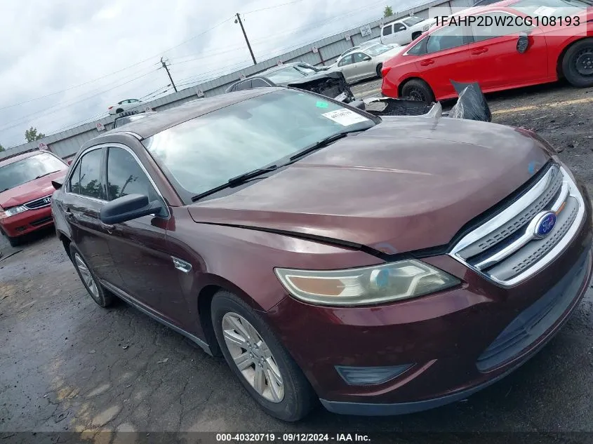 1FAHP2DW2CG108193 2012 Ford Taurus Se