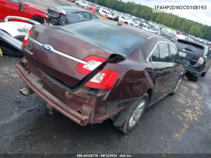 1FAHP2DW2CG108193 2012 Ford Taurus Se