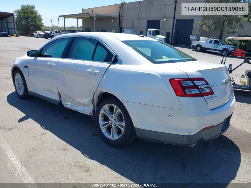 2013 Ford Taurus Sel VIN: 1FAHP2H89DG189058 Lot: 39401182