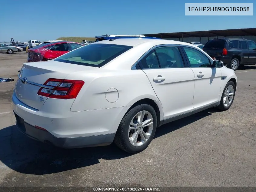 2013 Ford Taurus Sel VIN: 1FAHP2H89DG189058 Lot: 39401182