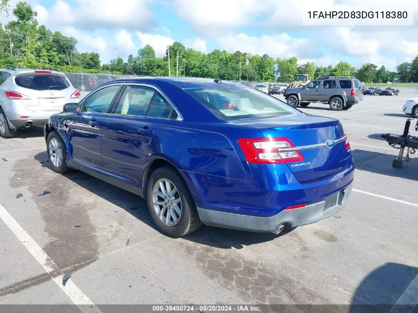 2013 Ford Taurus Se VIN: 1FAHP2D83DG118380 Lot: 39450724