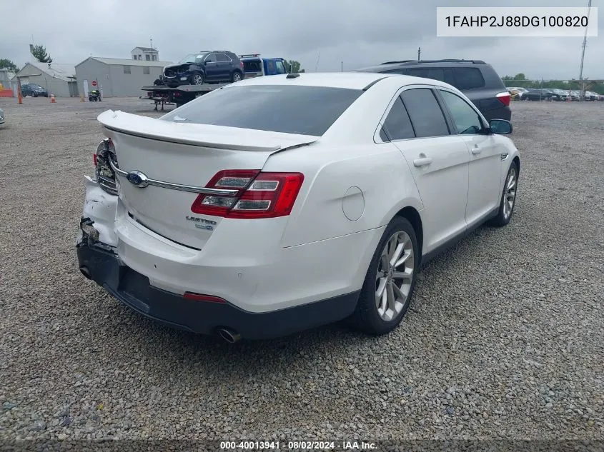 2013 Ford Taurus Limited VIN: 1FAHP2J88DG100820 Lot: 40013941