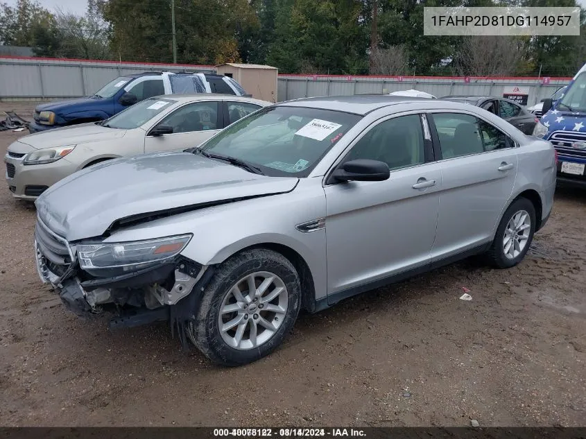 1FAHP2D81DG114957 2013 Ford Taurus Se