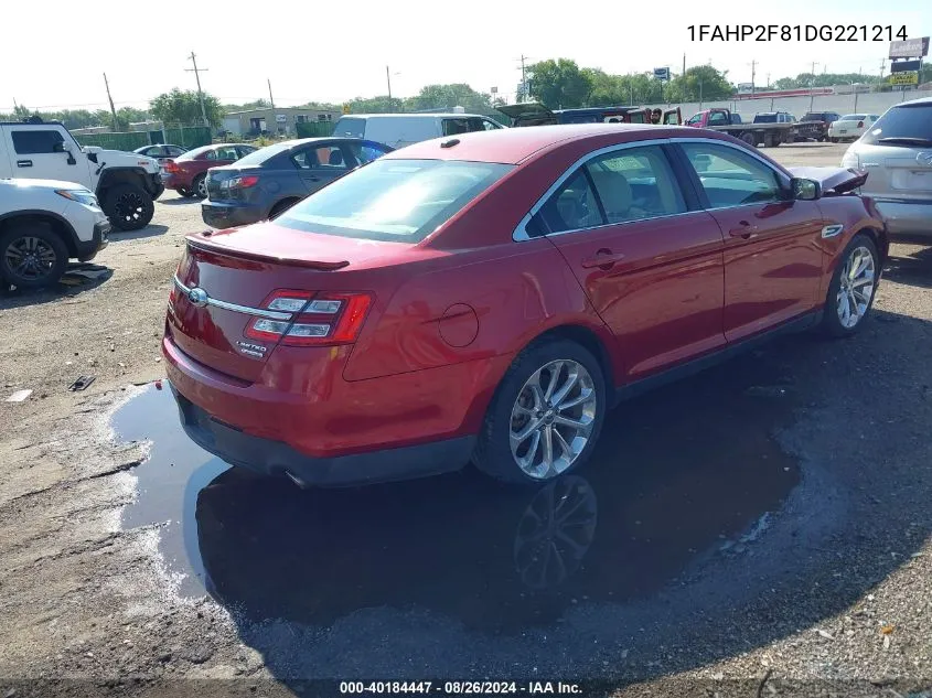 2013 Ford Taurus Limited VIN: 1FAHP2F81DG221214 Lot: 40184447