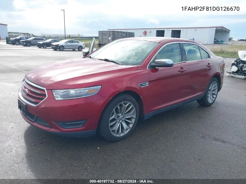 2013 Ford Taurus Limited VIN: 1FAHP2F81DG126670 Lot: 40197732