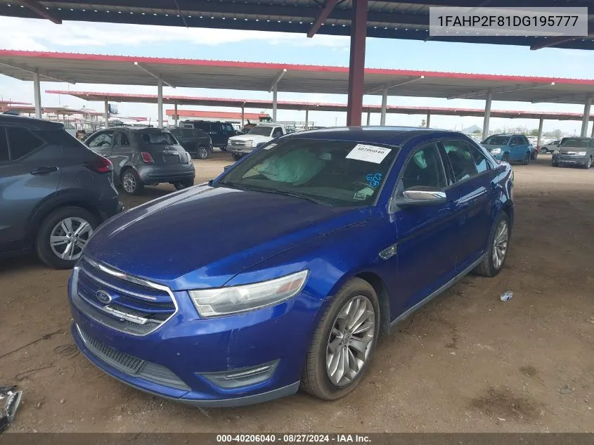 2013 Ford Taurus Limited VIN: 1FAHP2F81DG195777 Lot: 40206040