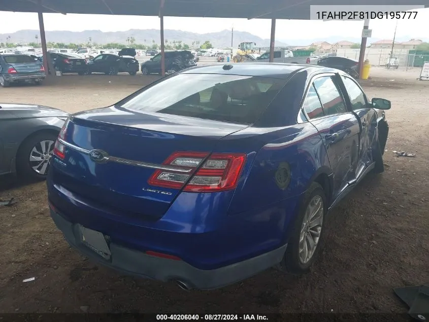 1FAHP2F81DG195777 2013 Ford Taurus Limited