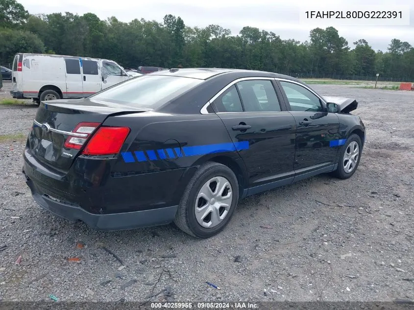 2013 Ford Taurus Police Interceptor VIN: 1FAHP2L80DG222391 Lot: 40259955