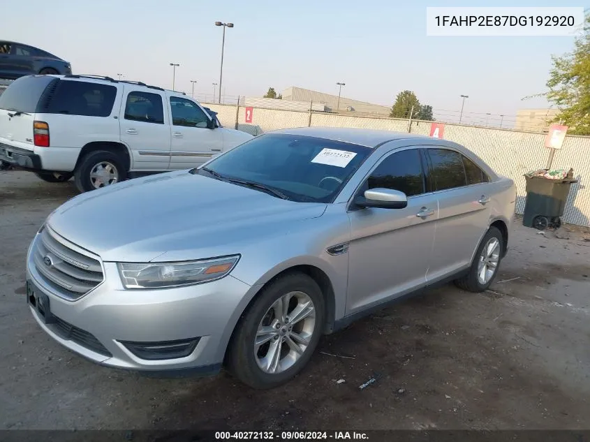 2013 Ford Taurus Sel VIN: 1FAHP2E87DG192920 Lot: 40272132