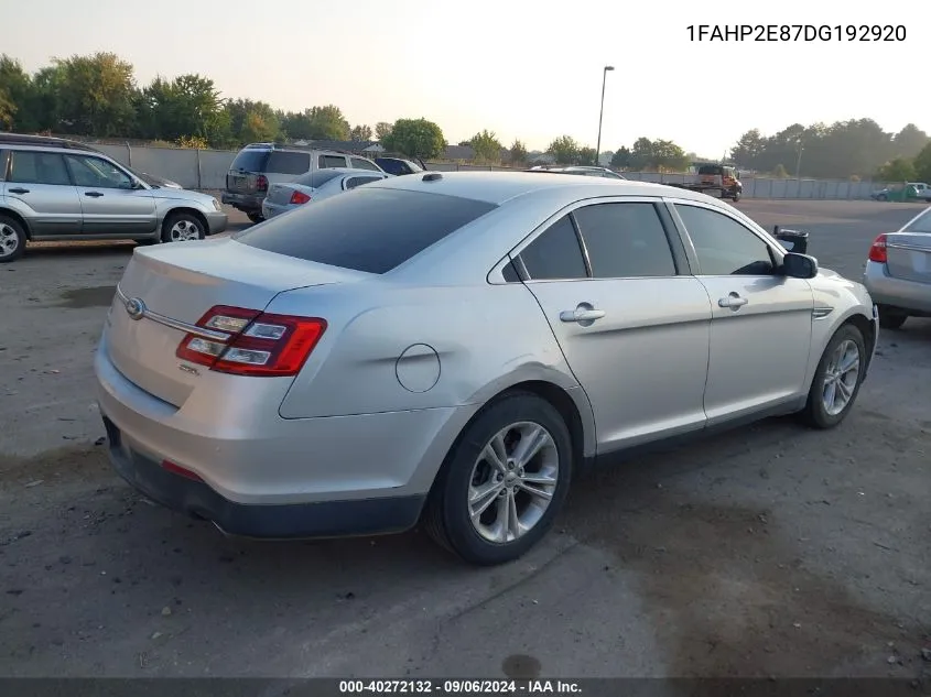 2013 Ford Taurus Sel VIN: 1FAHP2E87DG192920 Lot: 40272132