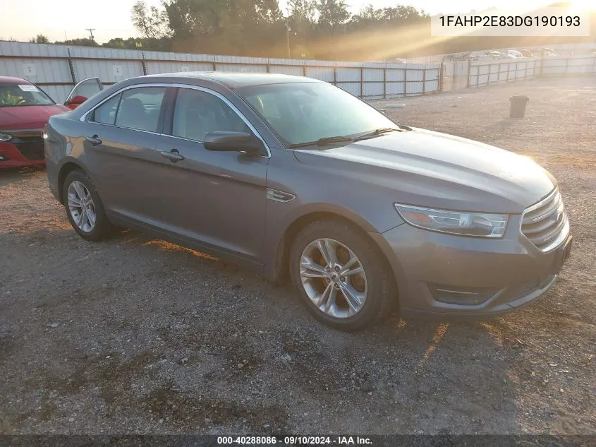 2013 Ford Taurus Sel VIN: 1FAHP2E83DG190193 Lot: 40288086