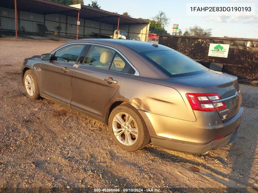 2013 Ford Taurus Sel VIN: 1FAHP2E83DG190193 Lot: 40288086