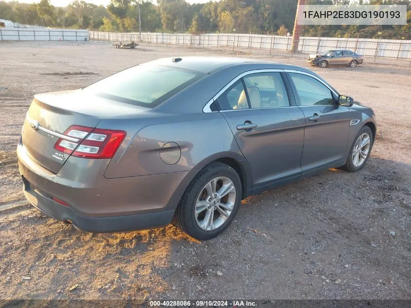 2013 Ford Taurus Sel VIN: 1FAHP2E83DG190193 Lot: 40288086