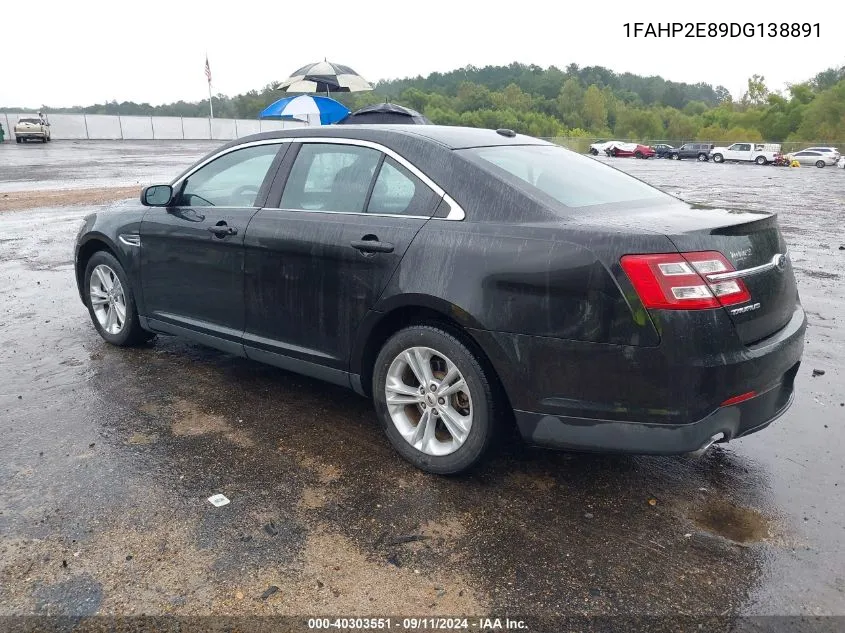 2013 Ford Taurus Sel VIN: 1FAHP2E89DG138891 Lot: 40303551