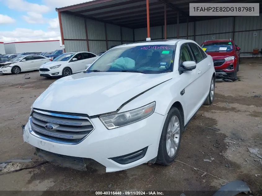 2013 Ford Taurus Sel VIN: 1FAHP2E82DG187981 Lot: 40315448