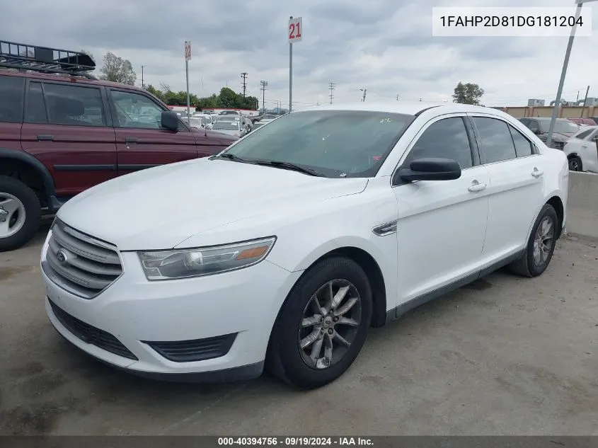 1FAHP2D81DG181204 2013 Ford Taurus Se