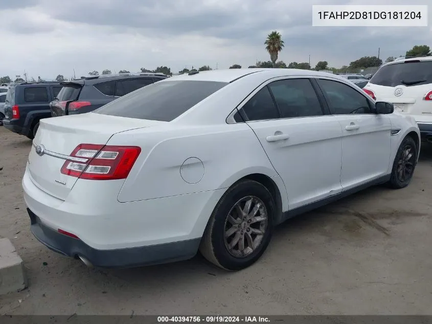 1FAHP2D81DG181204 2013 Ford Taurus Se