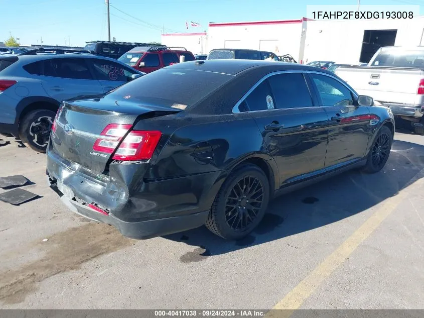 1FAHP2F8XDG193008 2013 Ford Taurus Limited