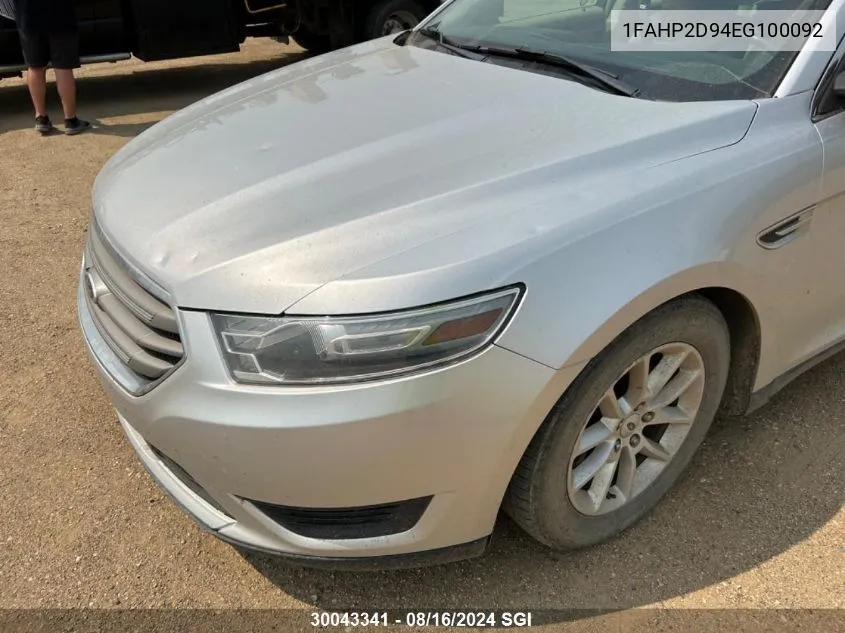 2014 Ford Taurus Se VIN: 1FAHP2D94EG100092 Lot: 30043341