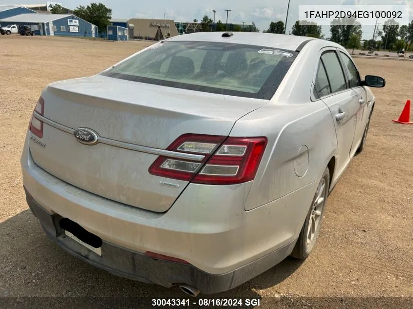 1FAHP2D94EG100092 2014 Ford Taurus Se