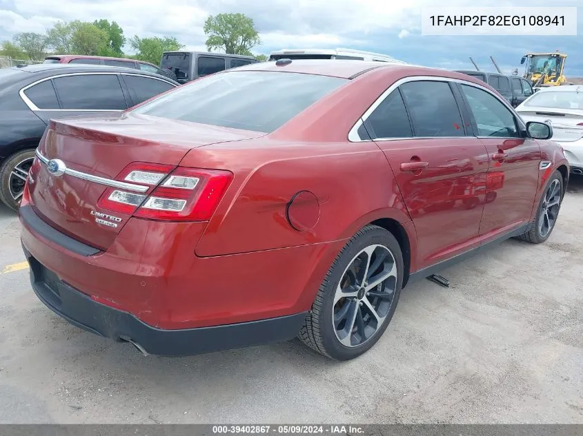 2014 Ford Taurus Limited VIN: 1FAHP2F82EG108941 Lot: 39402867