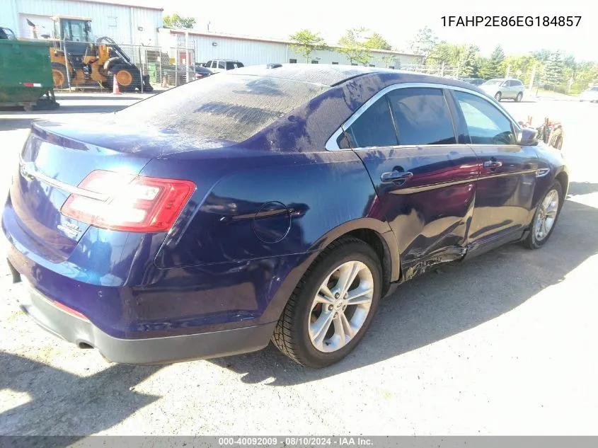 2014 Ford Taurus Sel VIN: 1FAHP2E86EG184857 Lot: 40092009