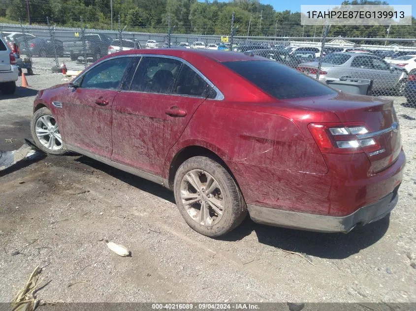 2014 Ford Taurus Sel VIN: 1FAHP2E87EG139913 Lot: 40216089