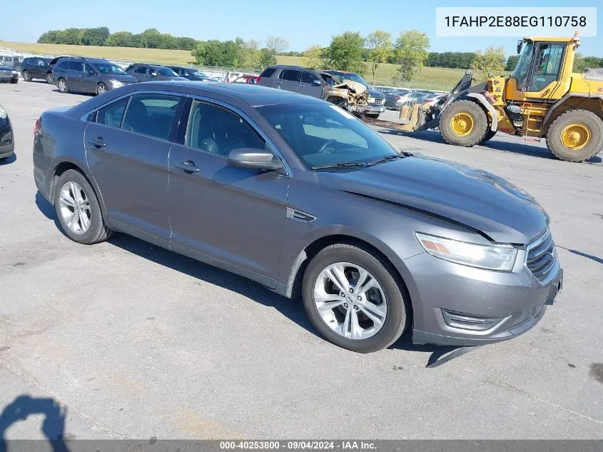 2014 Ford Taurus Sel VIN: 1FAHP2E88EG110758 Lot: 40253800