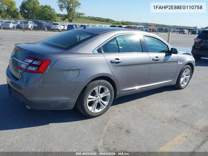 2014 Ford Taurus Sel VIN: 1FAHP2E88EG110758 Lot: 40253800