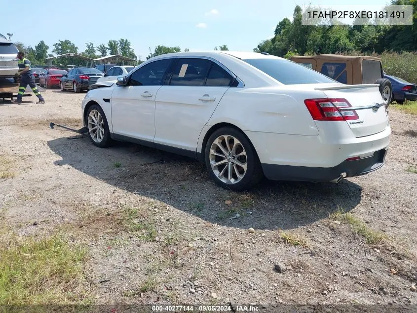 2014 Ford Taurus Limited VIN: 1FAHP2F8XEG181491 Lot: 40277144