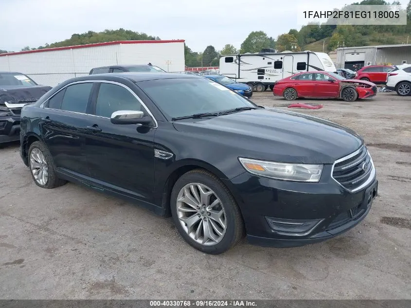 2014 Ford Taurus Limited VIN: 1FAHP2F81EG118005 Lot: 40330768