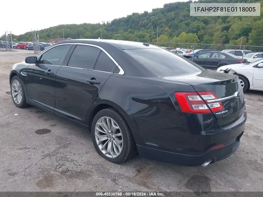 1FAHP2F81EG118005 2014 Ford Taurus Limited