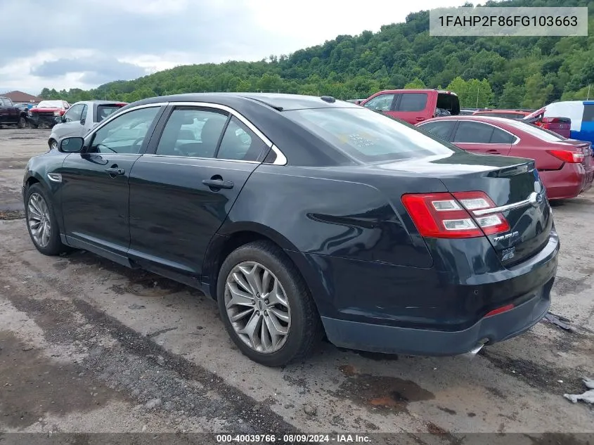 2015 Ford Taurus Limited VIN: 1FAHP2F86FG103663 Lot: 40039766