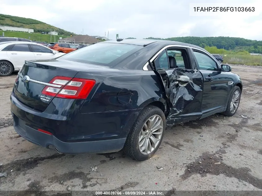 2015 Ford Taurus Limited VIN: 1FAHP2F86FG103663 Lot: 40039766