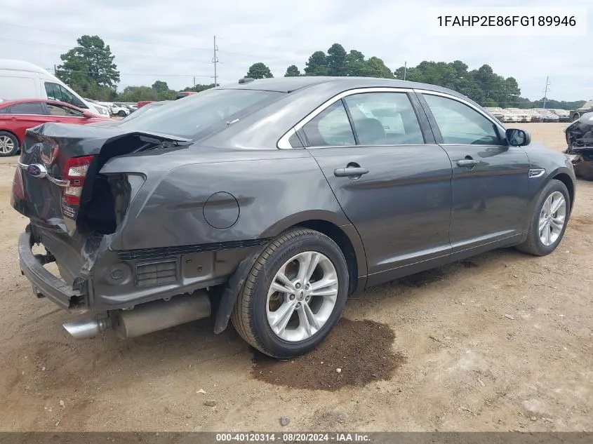 2015 Ford Taurus Sel VIN: 1FAHP2E86FG189946 Lot: 40120314