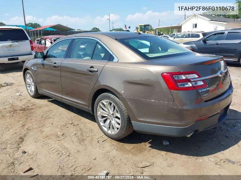 2015 Ford Taurus Limited VIN: 1FAHP2F86FG110678 Lot: 40195797