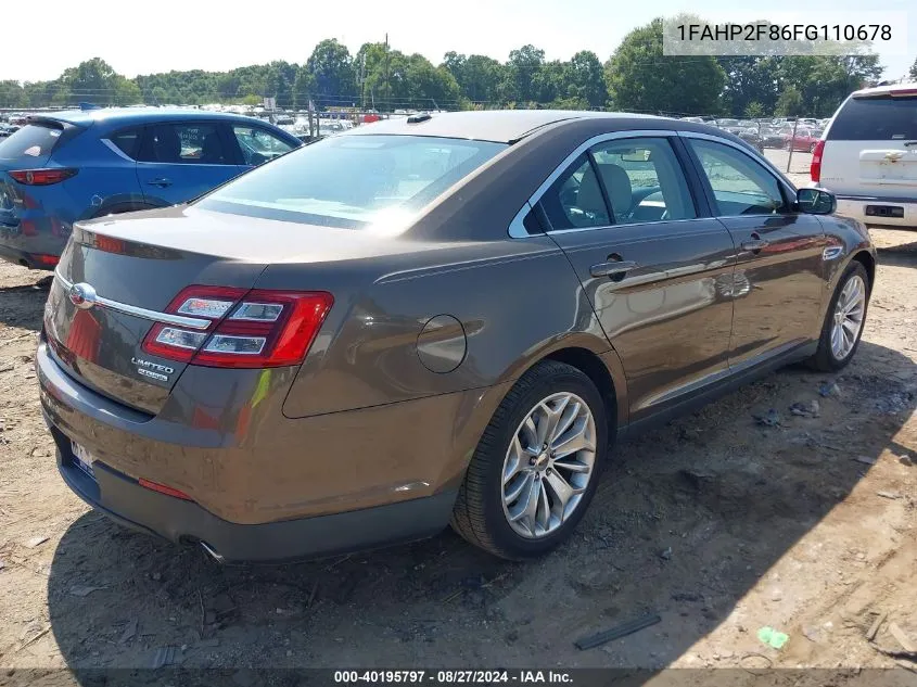 2015 Ford Taurus Limited VIN: 1FAHP2F86FG110678 Lot: 40195797