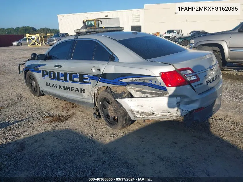 2015 Ford Taurus Police Interceptor VIN: 1FAHP2MKXFG162035 Lot: 40365655