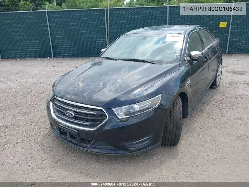 1FAHP2F80GG106432 2016 Ford Taurus Limited