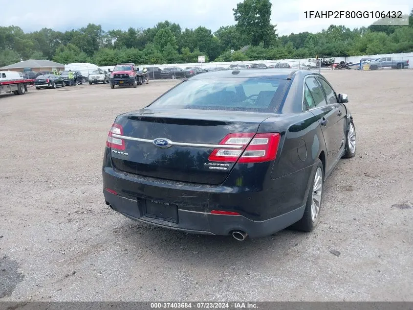 1FAHP2F80GG106432 2016 Ford Taurus Limited