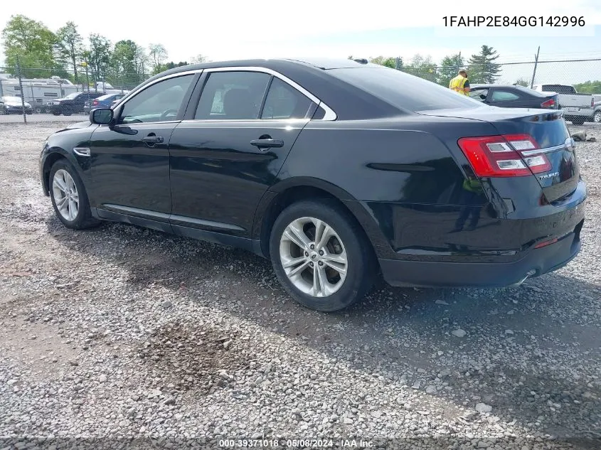 2016 Ford Taurus Sel VIN: 1FAHP2E84GG142996 Lot: 39371018