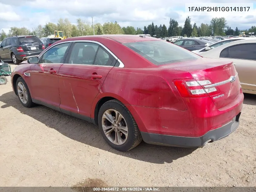 2016 Ford Taurus Sel VIN: 1FAHP2H81GG141817 Lot: 39454572