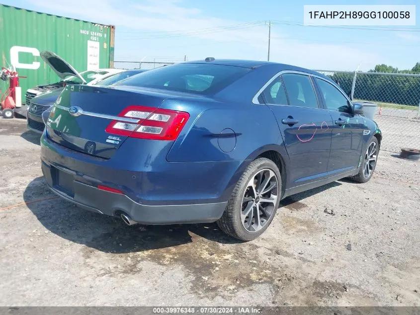 2016 Ford Taurus Sel VIN: 1FAHP2H89GG100058 Lot: 39976348