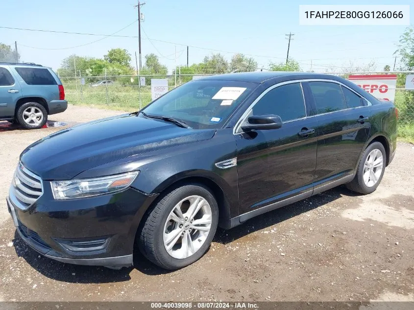 2016 Ford Taurus Sel VIN: 1FAHP2E80GG126066 Lot: 40039098