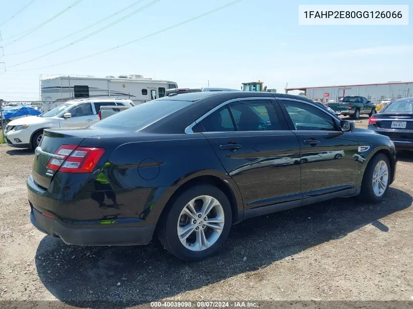 2016 Ford Taurus Sel VIN: 1FAHP2E80GG126066 Lot: 40039098